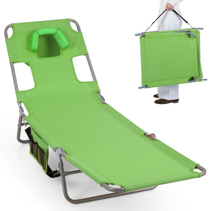 Folding Beach Lounge Chair, Adjustable Backrest, Green Beach & Lawn Chairs at Gallery Canada