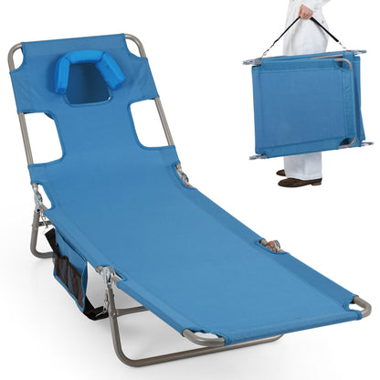 Folding Beach Lounge Chair, Adjustable Backrest, Blue Beach & Lawn Chairs at Gallery Canada
