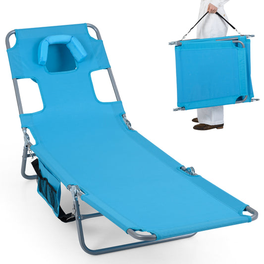 Folding Beach Lounge Chair, Adjustable Backrest, Turquoise Beach & Lawn Chairs Turquoise at Gallery Canada