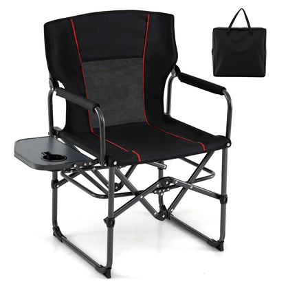 Folding Camping Chair With Side Table, Cup Holder, Black Camping Furniture Black at Gallery Canada