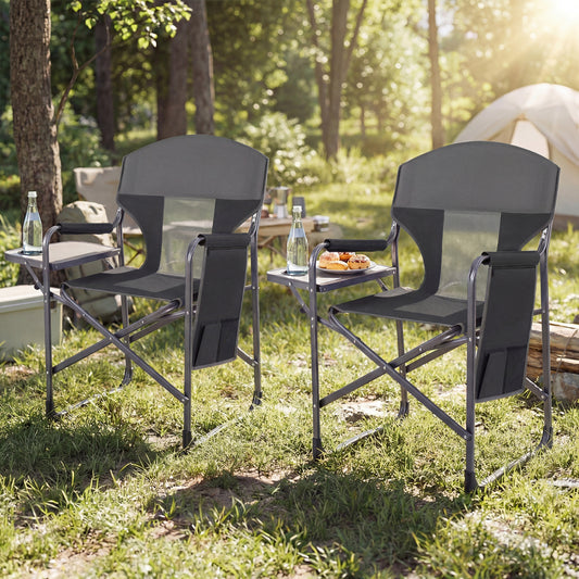 Folding Camping Chair With Cup Holder, Storage Pocket, Black Camping Furniture Black at Gallery Canada