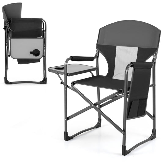 Folding Camping Chair With Cup Holder, Storage Pocket, Black Camping Furniture Black at Gallery Canada