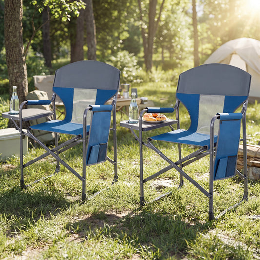 Folding Camping Chair With Cup Holder, Storage Pocket, Navy Camping Furniture Navy at Gallery Canada
