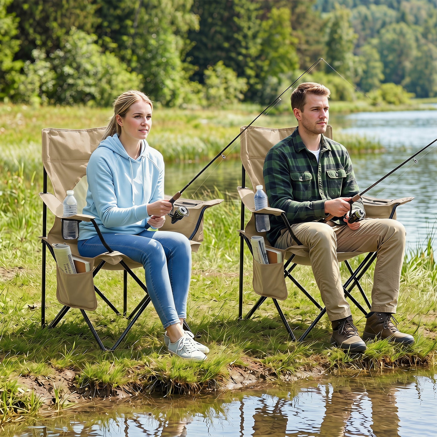 Folding Camping Chair With Mesh Backrest, Green Camping Furniture at Gallery Canada