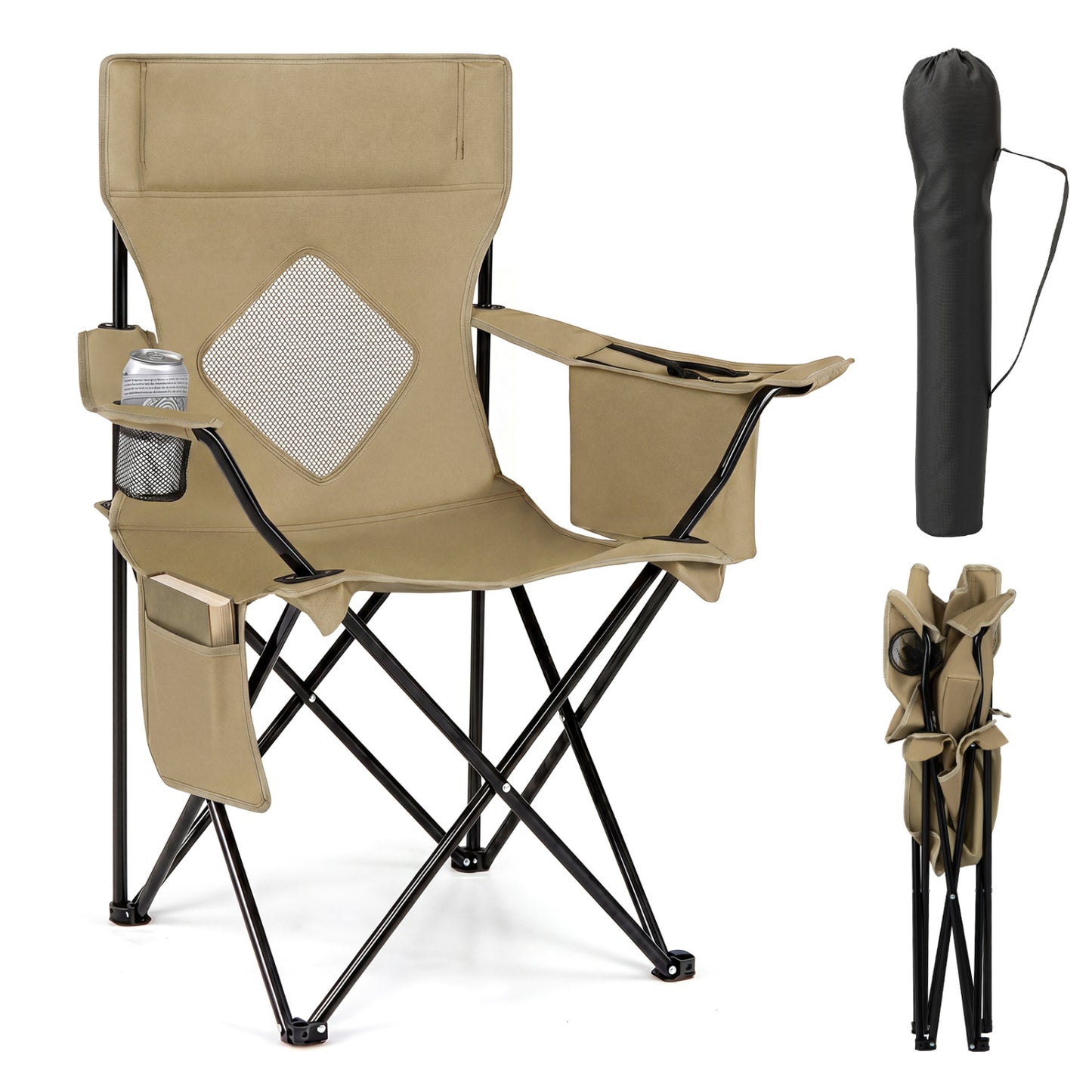 Folding Camping Chair With Mesh Backrest, Green Camping Furniture at Gallery Canada
