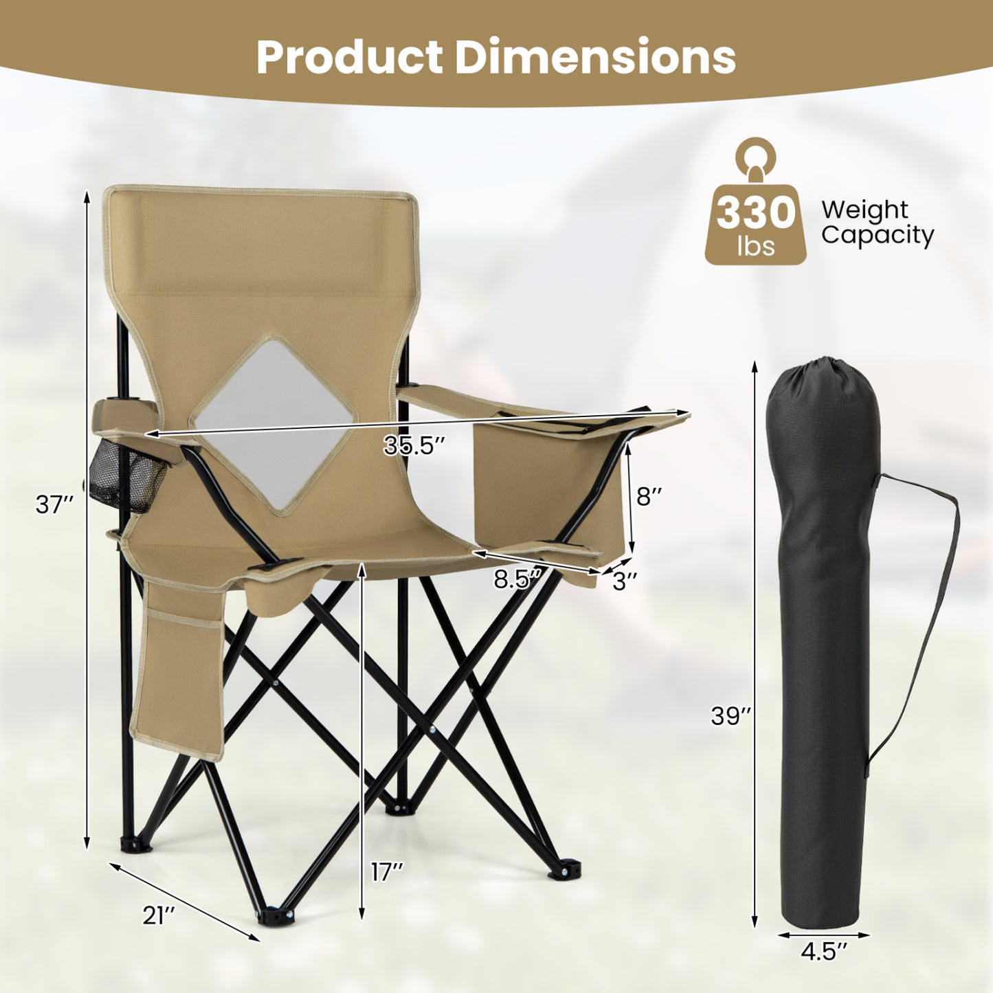 Folding Camping Chair With Mesh Backrest, Green Camping Furniture at Gallery Canada