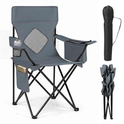 Folding Camping Chair with Mesh Back, Gray Camping Furniture at Gallery Canada