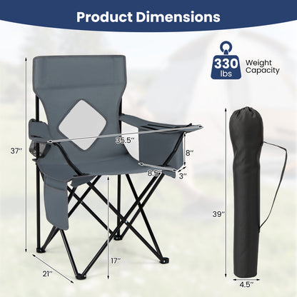 Folding Camping Chair with Mesh Back, Gray Camping Furniture at Gallery Canada