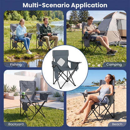 Folding Camping Chair with Mesh Back, Gray Camping Furniture at Gallery Canada