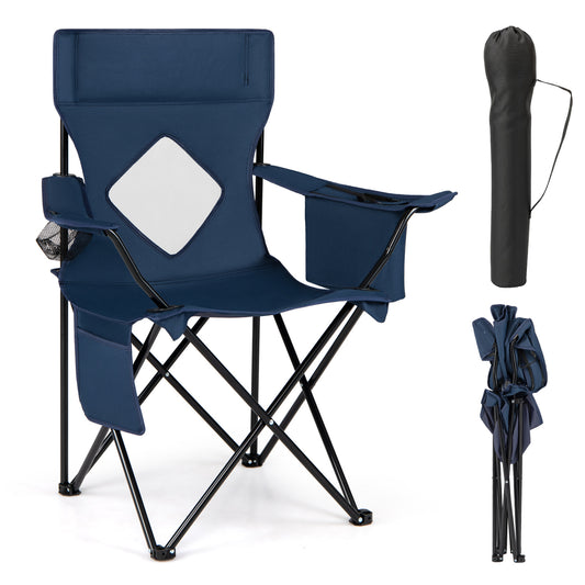 Folding Camping Chair, Mesh Backrest, Metal Frame, Bag, Blue Camping Furniture Blue at Gallery Canada