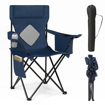 Folding Camping Chair, Mesh Backrest, Metal Frame, Bag, Blue Camping Furniture at Gallery Canada