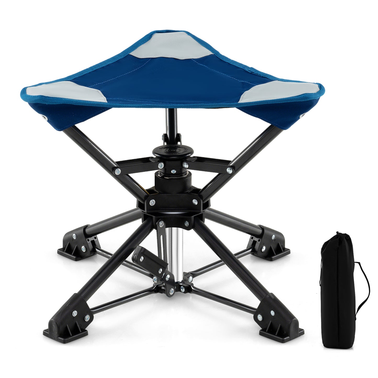 Folding Camping Stool, 360° Swivel Hunting Chair, Anti-Sink Feet, Blue Camping at Gallery Canada