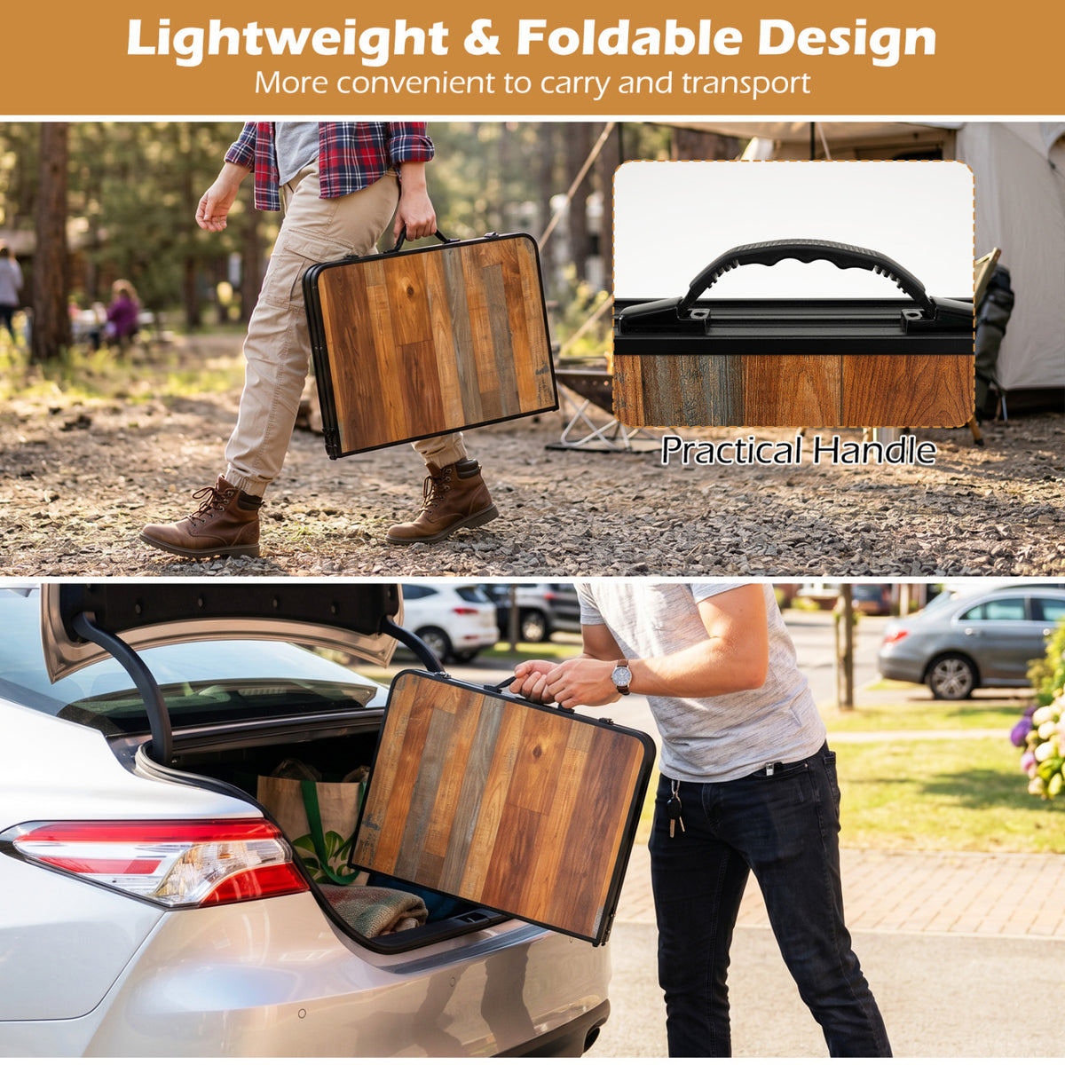 Folding Camping Table, Adjustable Height, With Storage Net Picnic Tables at Gallery Canada
