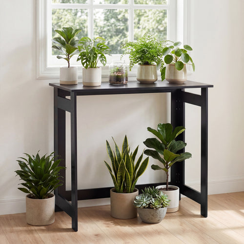 Folding Console Table with Foldable Legs, Black