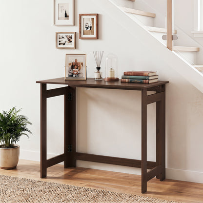 Folding Console Table with Foldable Legs, Brown Console Tables at Gallery Canada