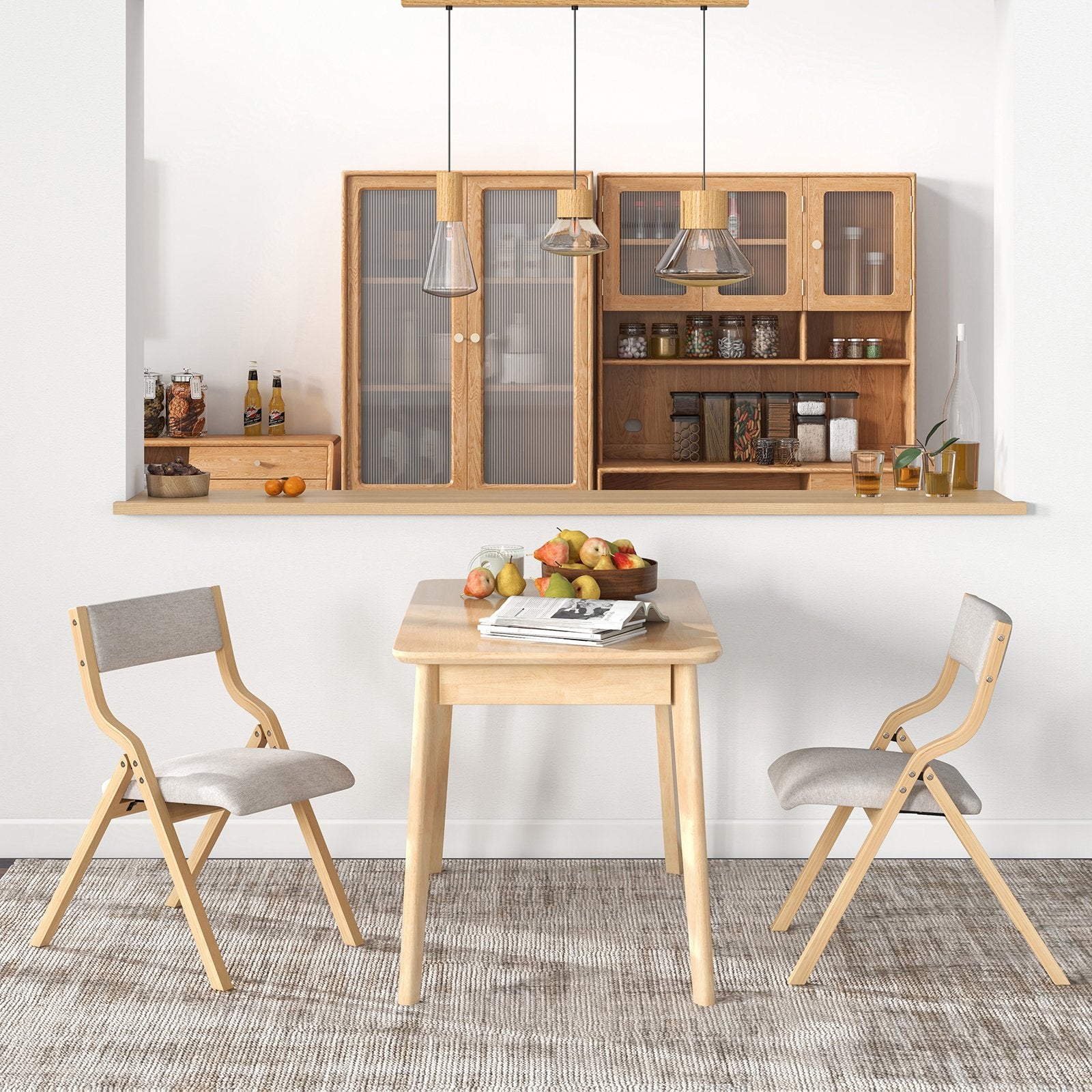 Folding Dining Chair Set Of 4, Wooden Upholstered, Solid Wood Frame Dining Chairs at Gallery Canada