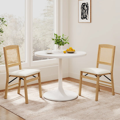 Folding Dining Chairs Set of 2, Rubber Wood, Linen Padded Seat, Natural Dining Chairs at Gallery Canada