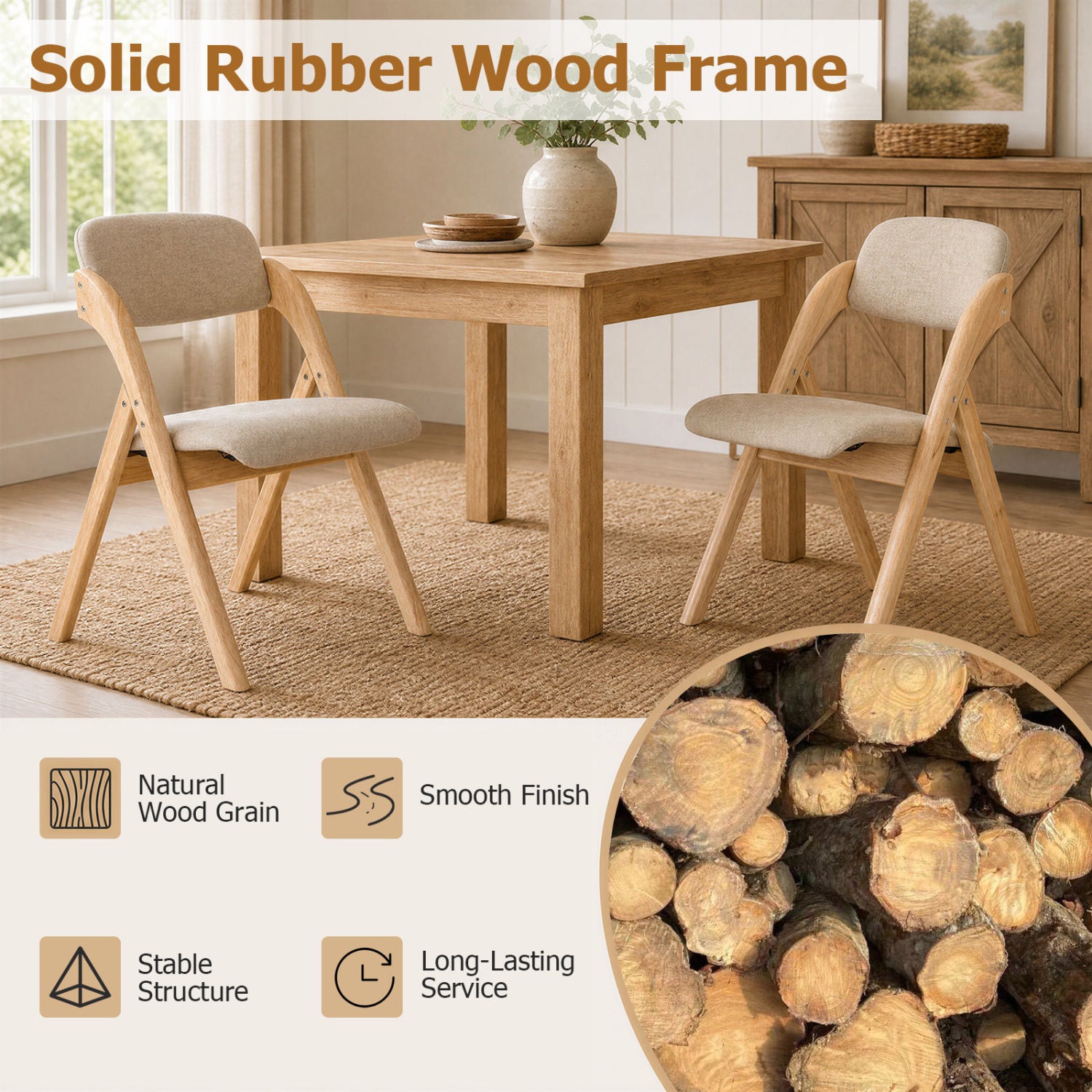 Folding Dining Chairs Set of 4, Beige Dining Chairs at Gallery Canada