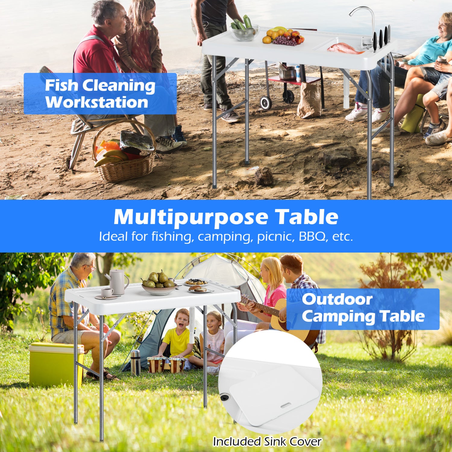 Folding Fish Cleaning Table With Rotatable Faucet Camping Furniture at Gallery Canada