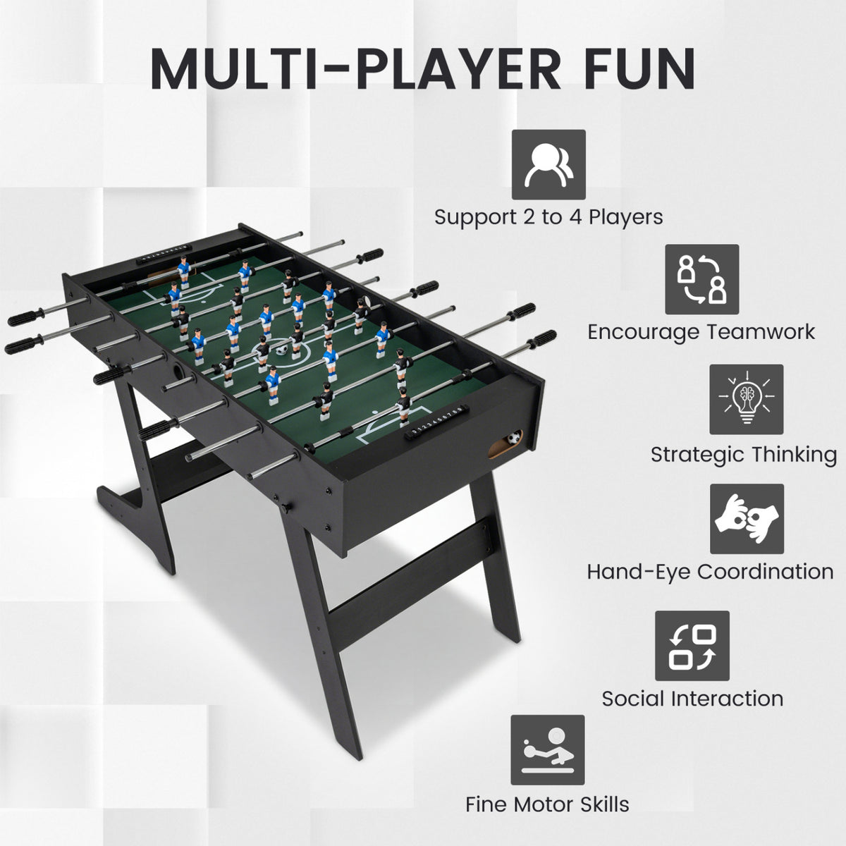 Folding Foosball Table 4ft x 2ft Competition-Sized Soccer Table with 2 Balls and Slide Scorers, Black Game Room at Gallery Canada