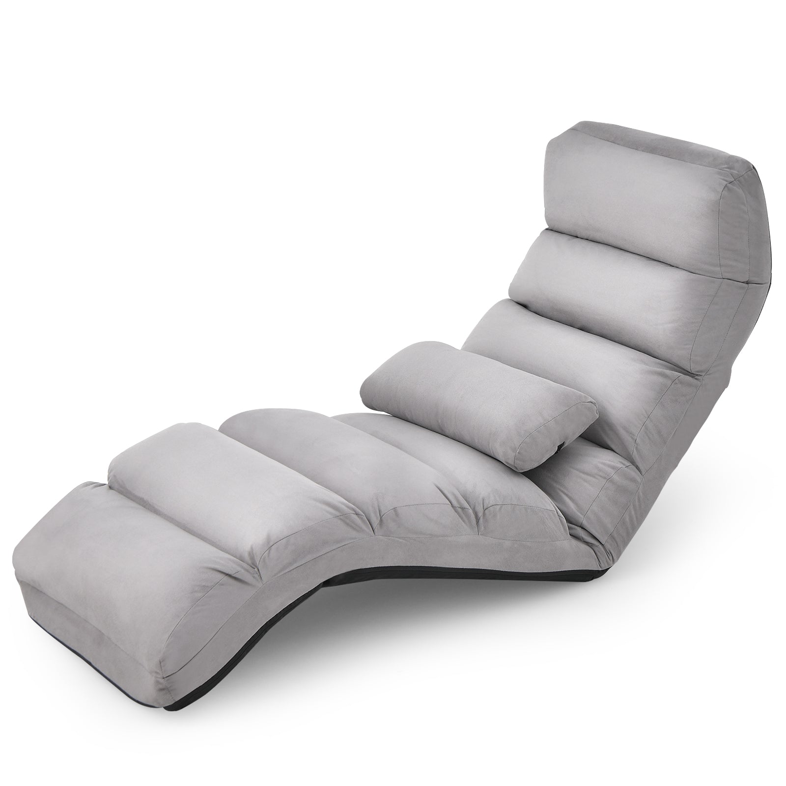 Folding Lazy Sofa Couch with Pillow, Gray Floor Chairs Gray at Gallery Canada