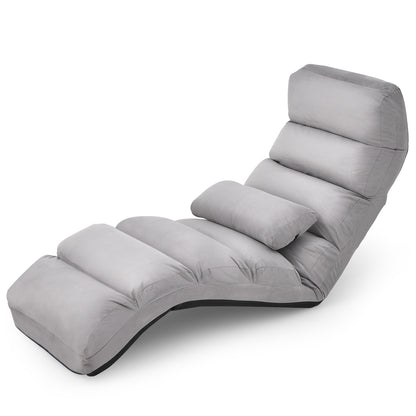 Folding Lazy Sofa Couch with Pillow, Gray Floor Chairs Gray at Gallery Canada