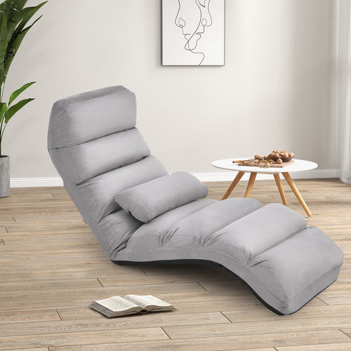 Folding Lazy Sofa Couch with Pillow, Gray