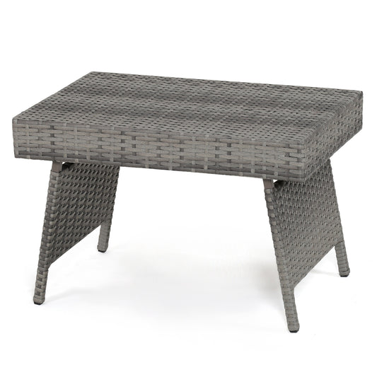 Folding PE Rattan Side Coffee Table, Gray Patio Coffee Tables Gray at Gallery Canada