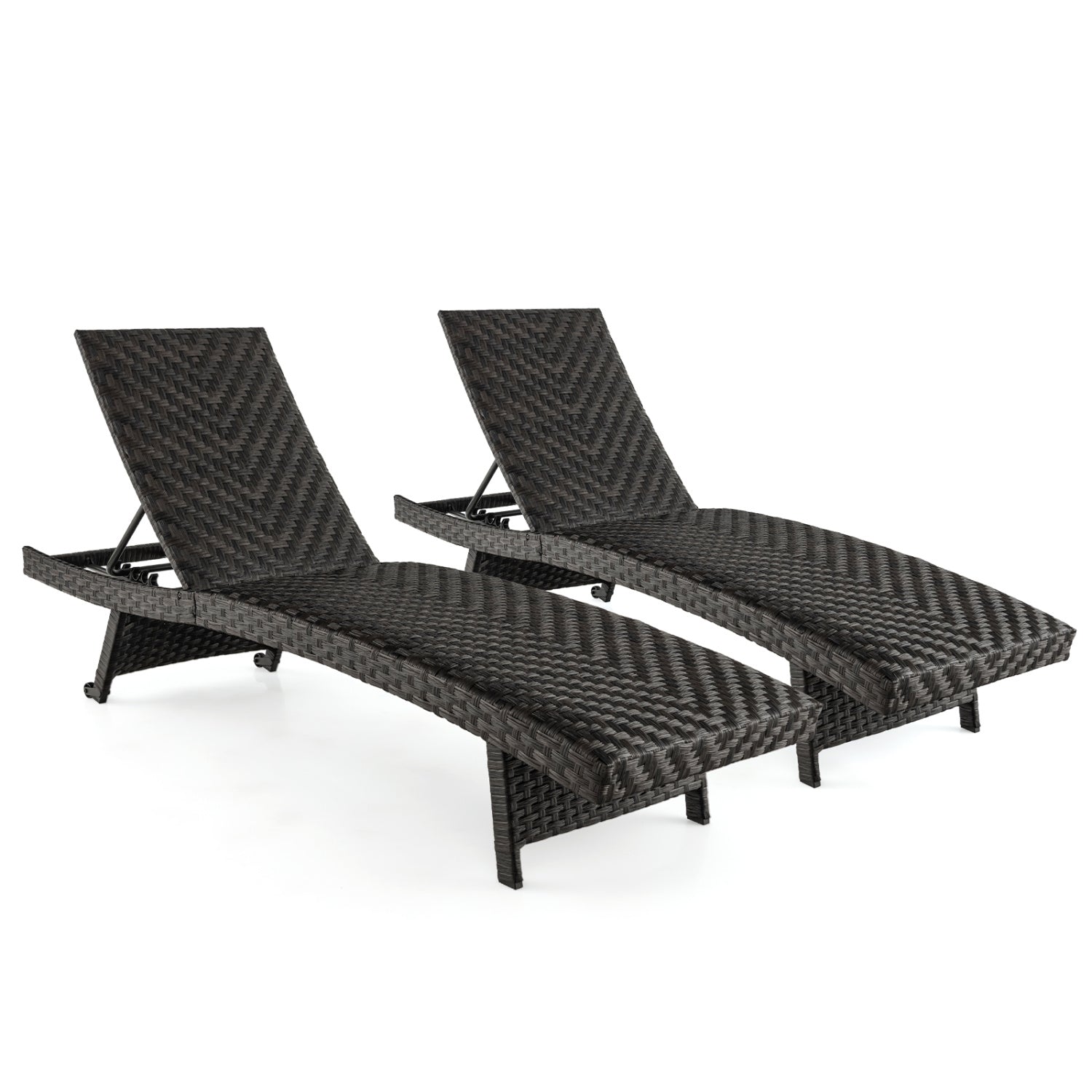 Folding Rattan Patio Chaise Lounge Set of 2, Brown Outdoor Chaise Lounges at Gallery Canada