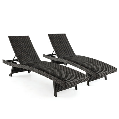 Folding Rattan Patio Chaise Lounge Set of 2, Brown Outdoor Chaise Lounges at Gallery Canada