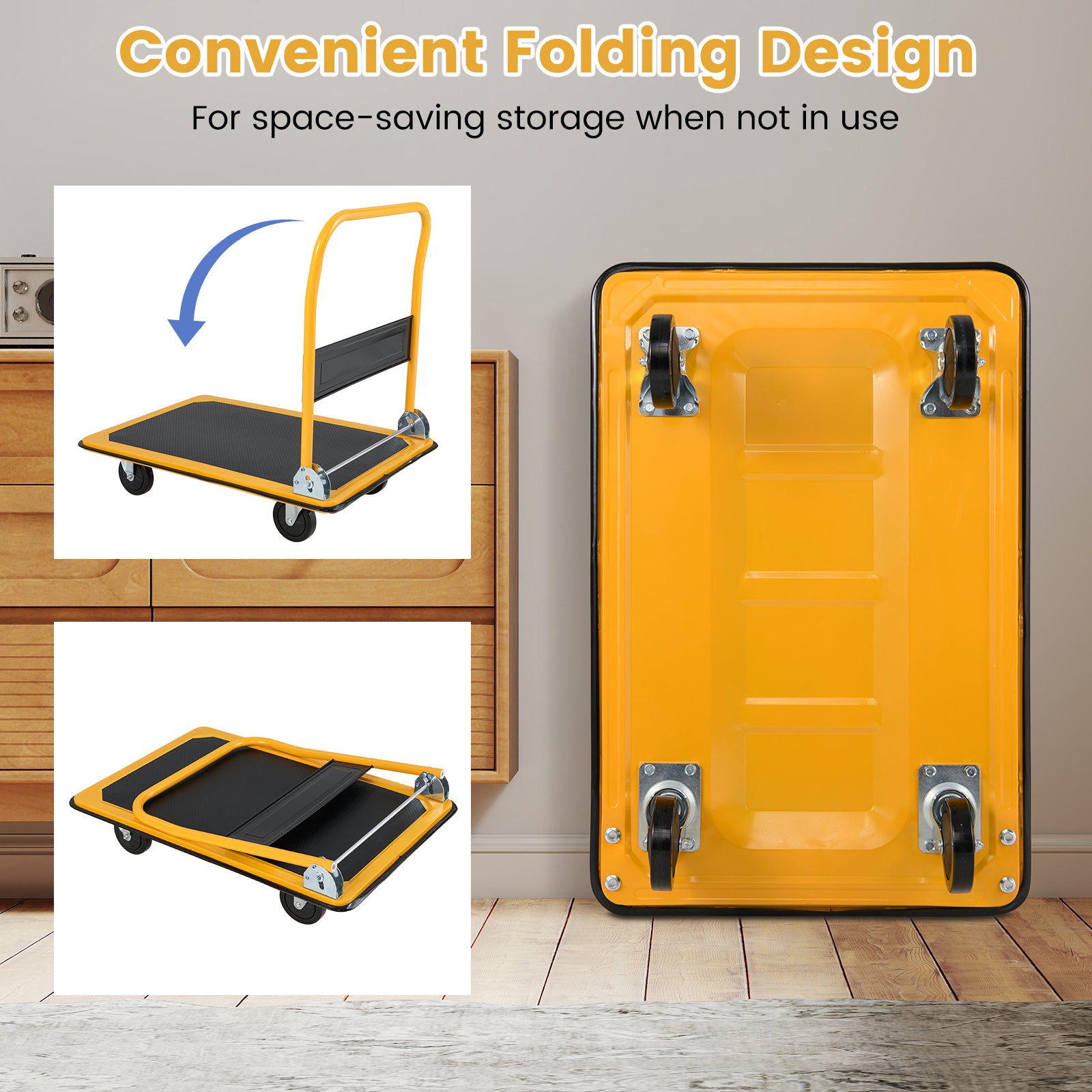 Folding Platform Cart Dolly Hand Truck, Black Garden Tools at Gallery Canada
