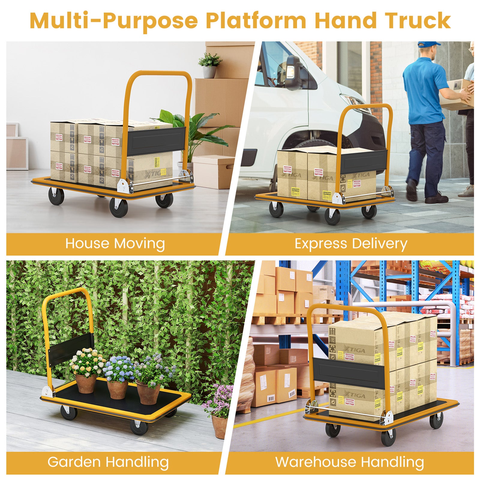 Folding Platform Cart Dolly Hand Truck, Black Garden Tools at Gallery Canada