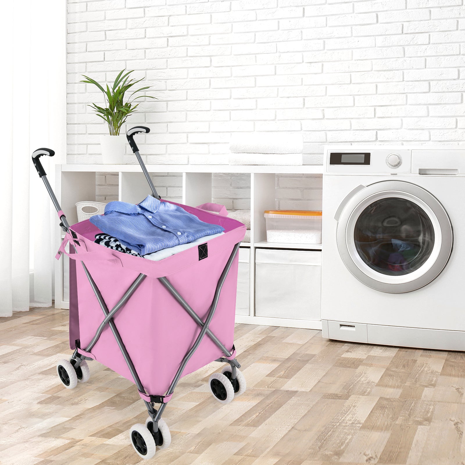Folding Shopping Cart, Water-Resistant Canvas Bag, Pink Kitchen at Gallery Canada