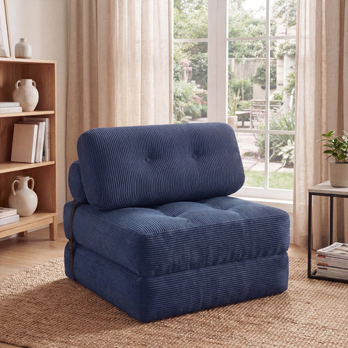 Folding Sofa Bed With Pillow, Navy