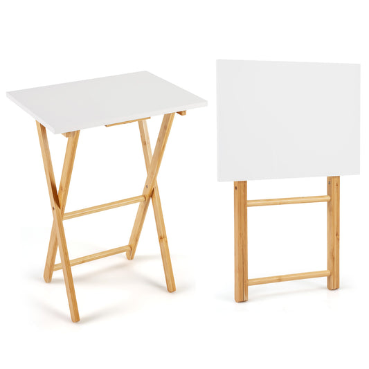 Folding TV Tray Tables Set of 2 for Small Spaces Bedroom and Living Room, White End & Side Tables White at Gallery Canada