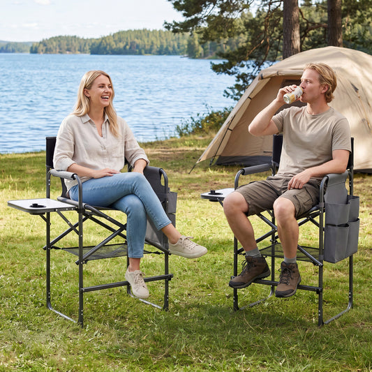 Folding Tall Director Chair 26 Inch, Portable Camping Chair, Gray Camping Furniture Gray at Gallery Canada