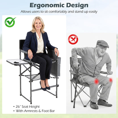 Folding Tall Director Chair 26 Inch, Portable Camping Chair, Gray Camping Furniture at Gallery Canada