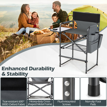 Folding Tall Director Chair 26 Inch, Portable Camping Chair, Gray Camping Furniture at Gallery Canada