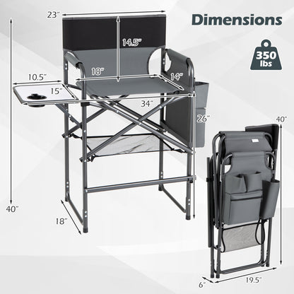 Folding Tall Director Chair 26 Inch, Portable Camping Chair, Gray Camping Furniture at Gallery Canada