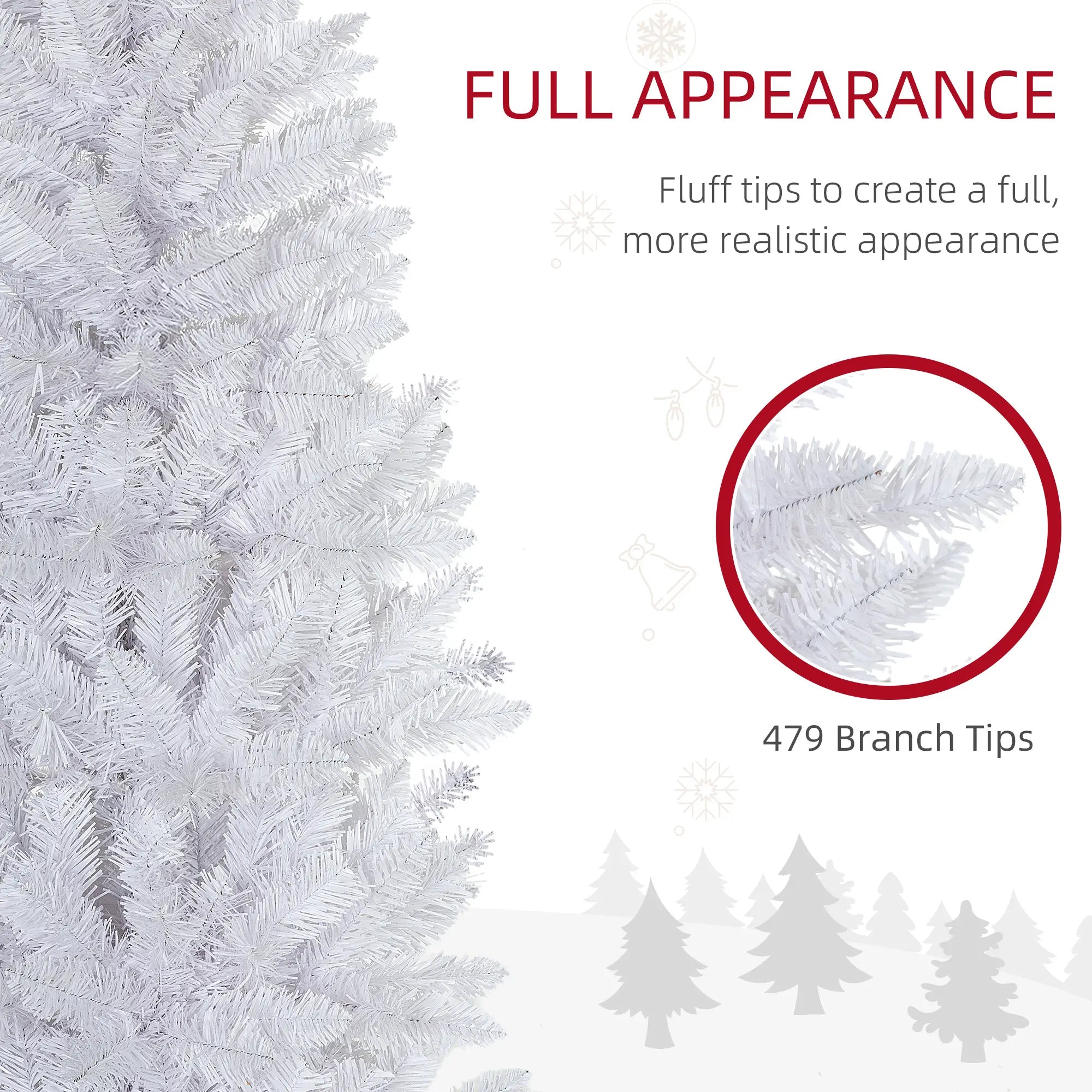 6ft Pencil Artificial Christmas Tree, 479 Branch Tips, Steel Base, White Pencil Christmas Trees at Gallery Canada