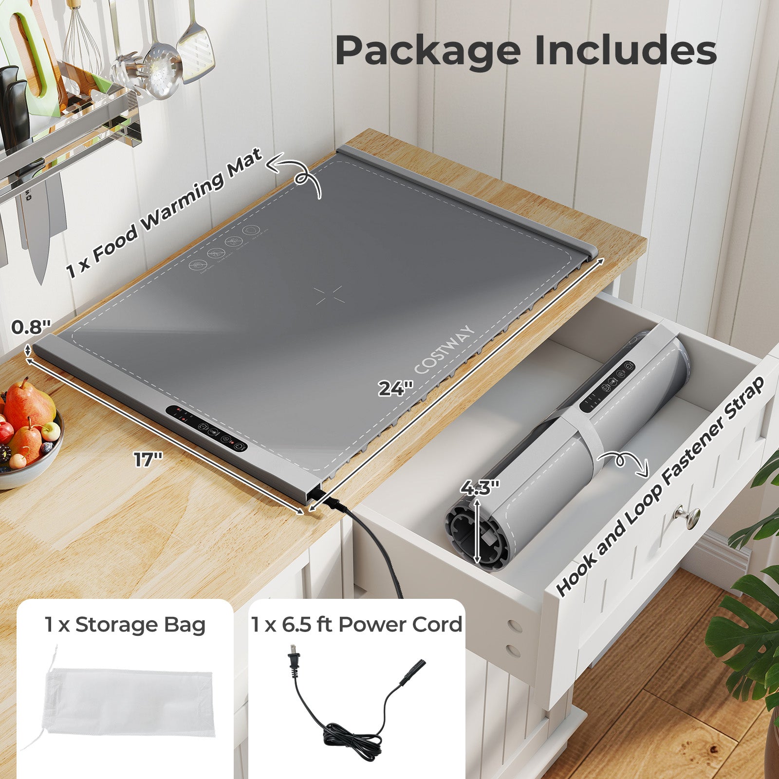 Rollable Portable Electric Food Warming Mat, Gray Food Warmers & Burners at Gallery Canada