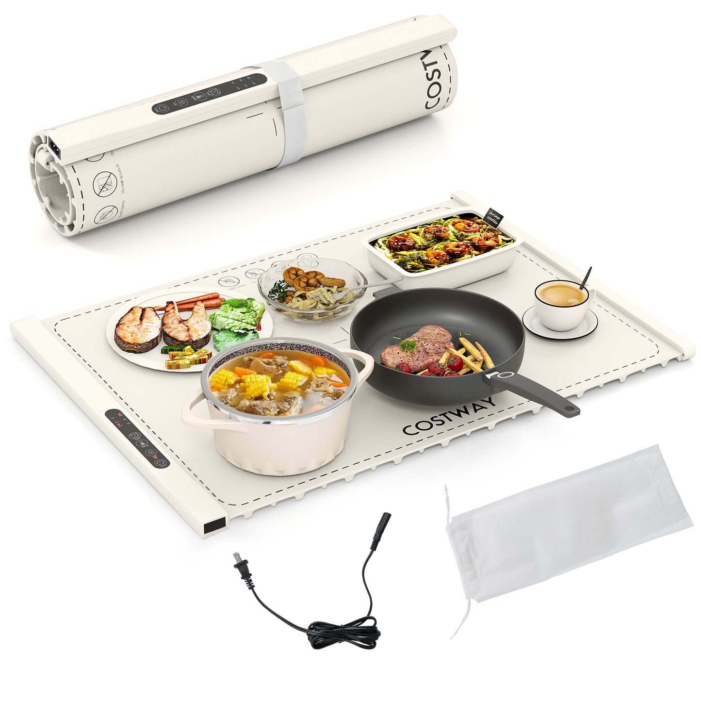 Rollable Portable Electric Food Warming Mat, Beige Food Warmers & Burners Beige at Gallery Canada