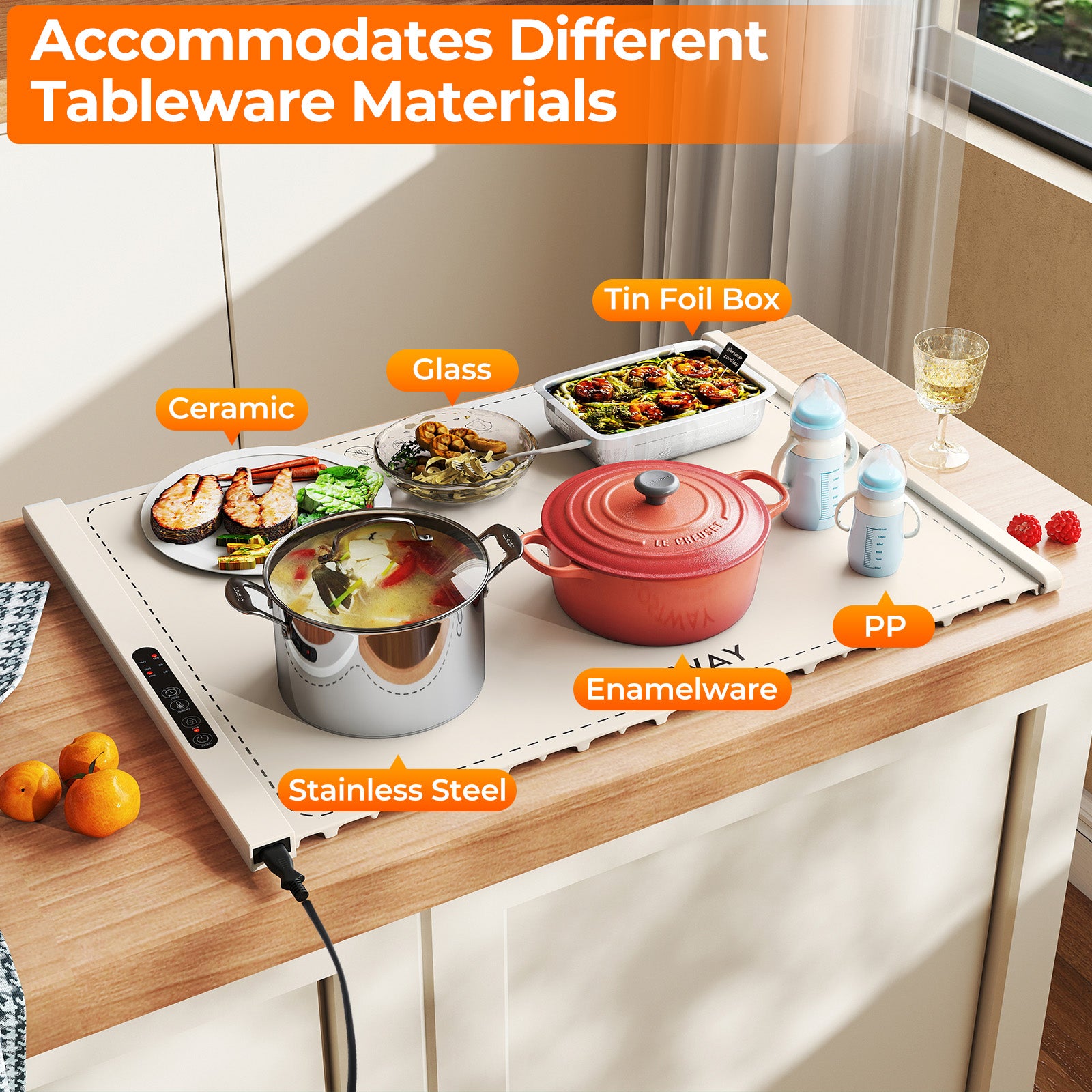 Rollable Portable Electric Food Warming Mat, Beige Food Warmers & Burners at Gallery Canada