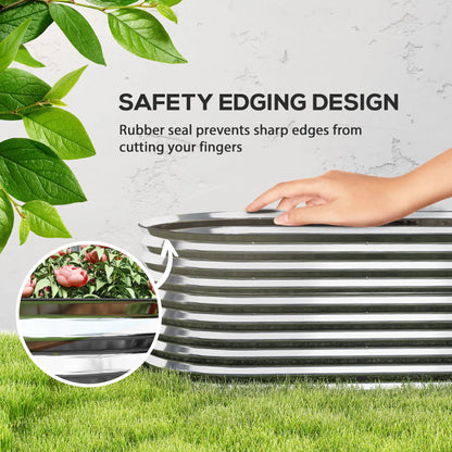 5 x 2.5 x 2ft Galvanized Raised Garden Bed, Oval Planter Box, Silver