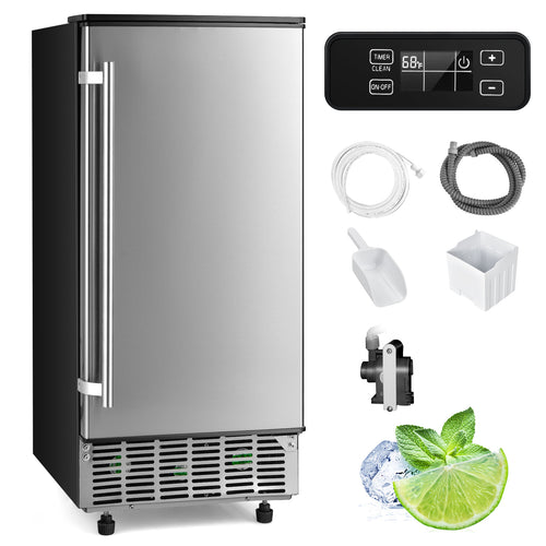 Undercounter Ice Maker, Free-Standing, Silver
