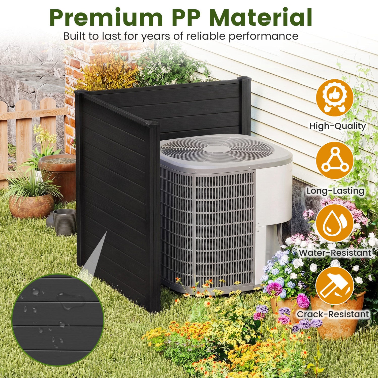 48-Inch Air Conditioner Fence, 2-Panel Privacy Screen, Black Decorative Fencing & Flooring at Gallery Canada