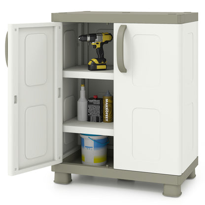 Freestanding Buffet Cabinet, 2 Doors, Adjustable Shelves, Kitchen Garage, Beige Sideboards Cabinets & Buffets Beige at Gallery Canada
