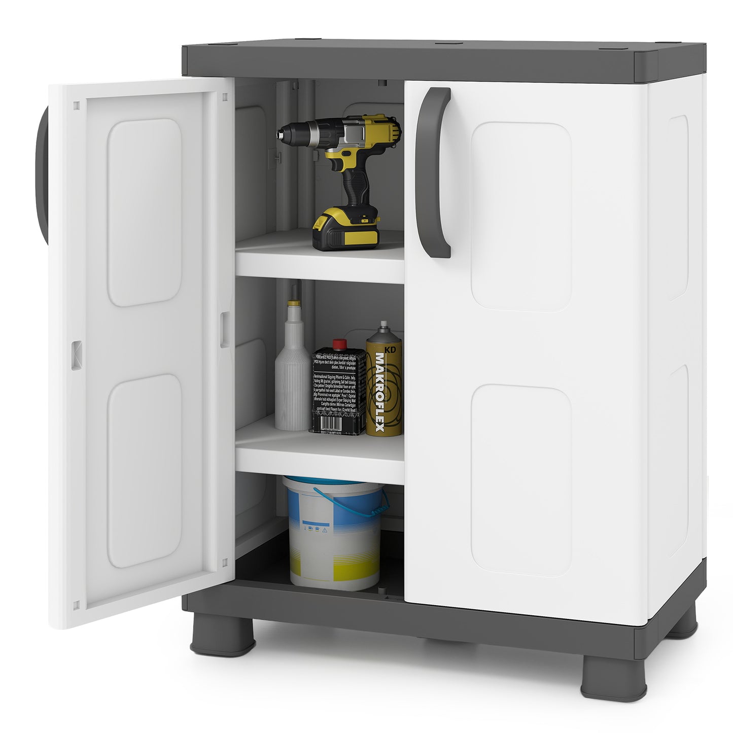 Freestanding Buffet Cabinet, 2 Doors, Adjustable Shelves, Gray Sideboards Cabinets & Buffets at Gallery Canada