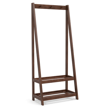 Freestanding Clothes Rack with 3 Hooks and 2 Shelves, Walnut Coat Racks & Hall Trees at Gallery Canada