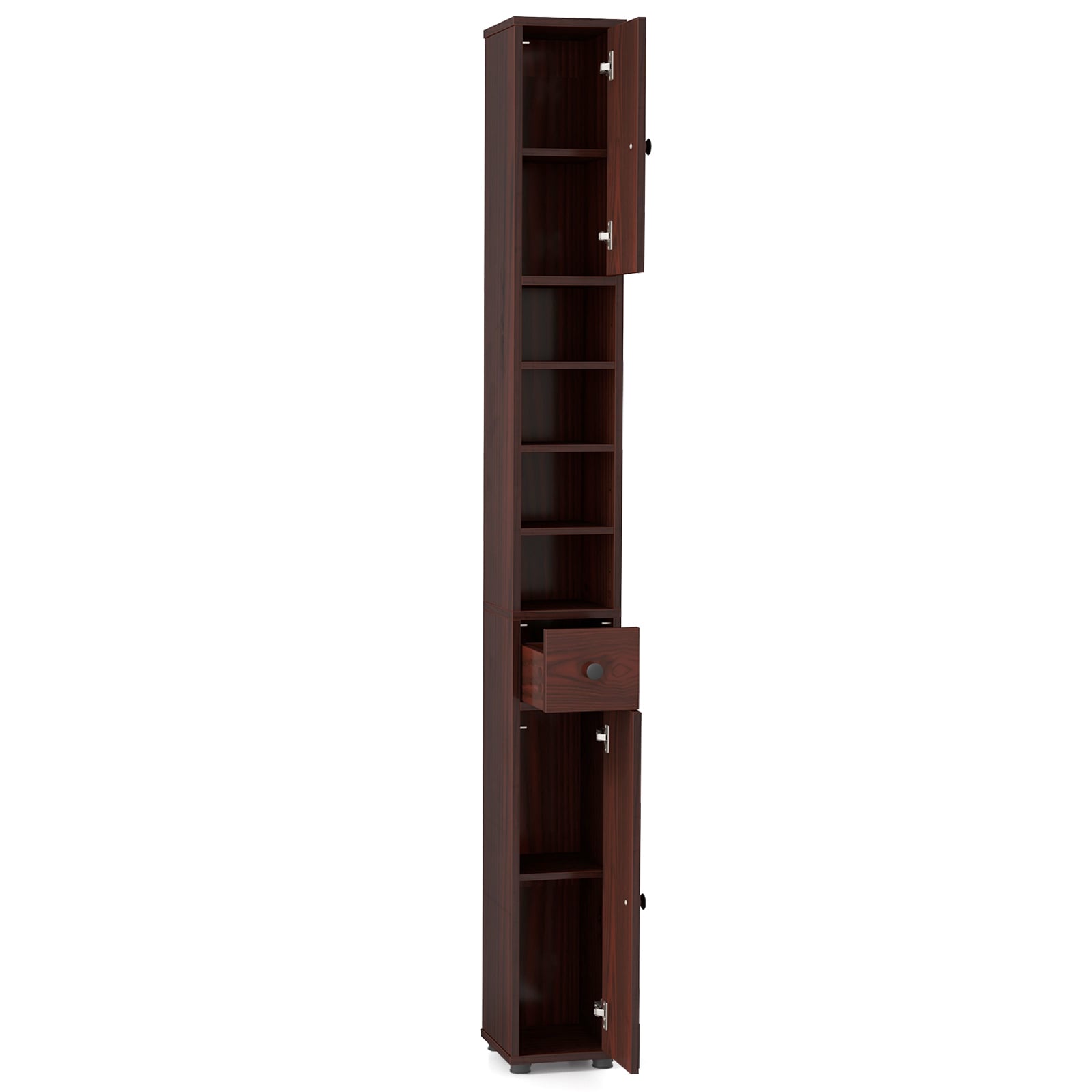 Slim Bathroom Cabinet With Drawer, Adjustable Shelves, Brown Floor Cabinets at Gallery Canada